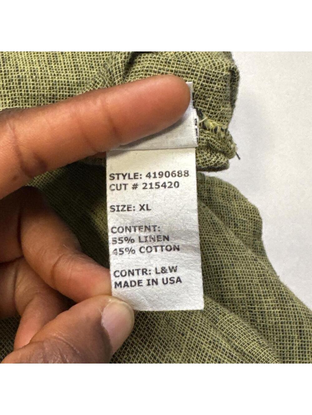 Cut Loose Linen Cotton Shift Dress XL Olive Green Lagenlook Artisan Made in USA - Picture 6 of 6